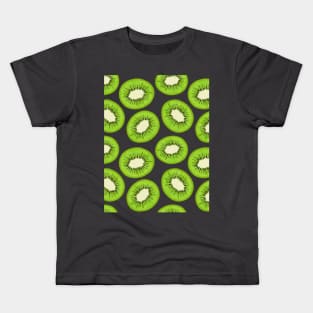 Green Kiwi Slices Pattern Kids T-Shirt